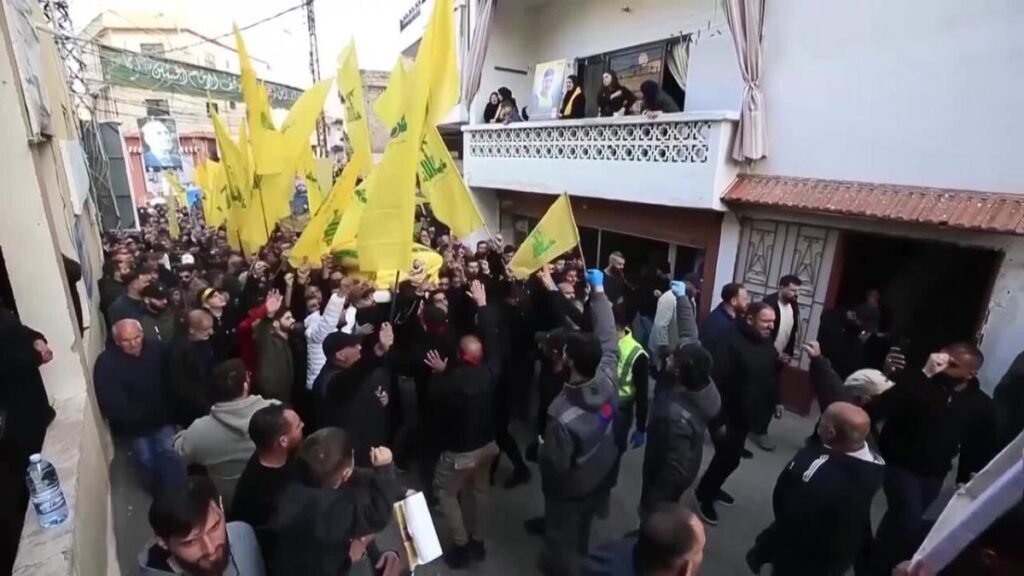 Funeral of Hezbollah fighter killed in Israeli strike on south Lebanon village Funeral of Hezbollah fighter killed in Israeli strike on south Lebanon village