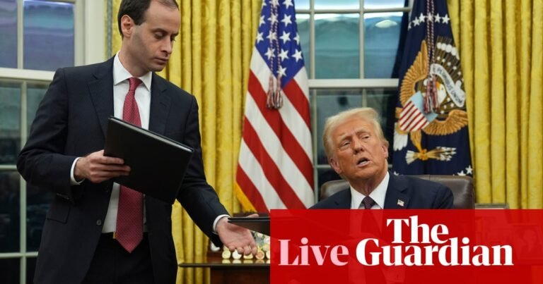 Trump inauguration live: president pardons January 6 rioters and exits Paris climate agreement in slew of executive orders | Donald Trump inauguration