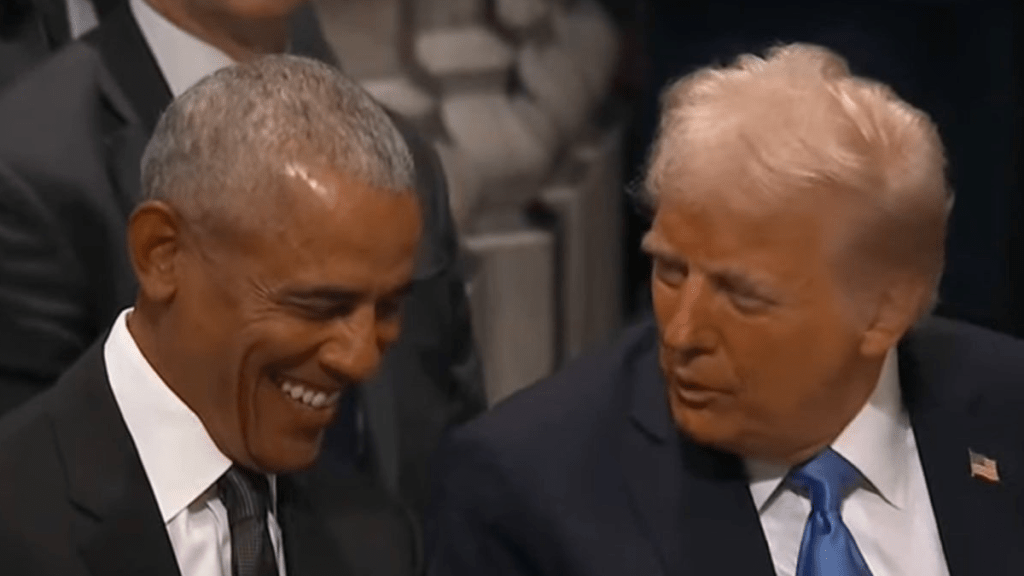 Trump and Obama Share a Laugh at Jimmy Carter Memorial Service Trump and Obama Share a Laugh at Jimmy Carter Memorial Service