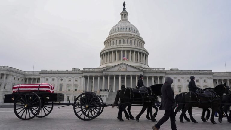U.S. Army Caisson detachment prepares for President Carter lying in state at Capitol