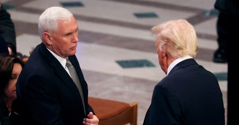 Trump shakes hands with Pence, engages Obama at Carter funeral