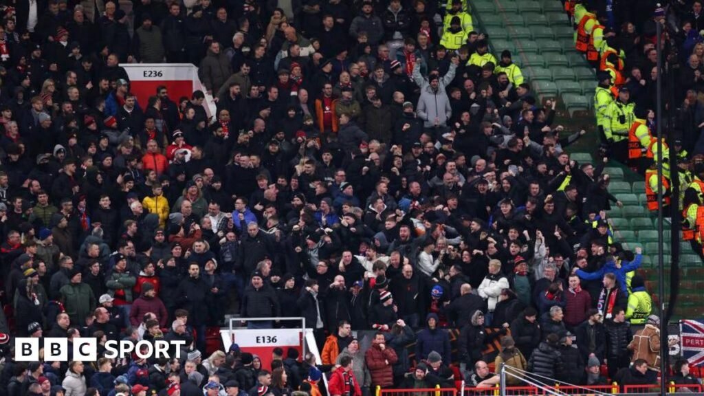 Manchester United investigating Rangers fans in home sections at Old Trafford for Europa League game Manchester United investigating Rangers fans in home sections at Old Trafford for Europa League game