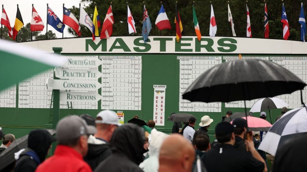 Masters practice suspended due to rain, threat of severe storms Masters practice suspended due to rain, threat of severe storms