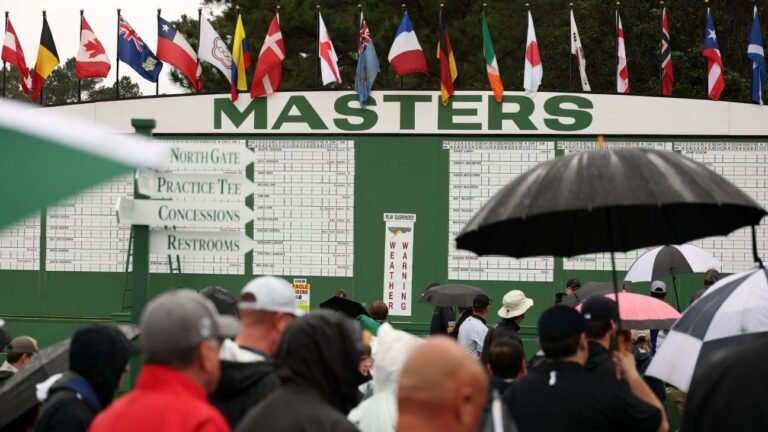 Masters practice suspended due to rain, threat of severe storms