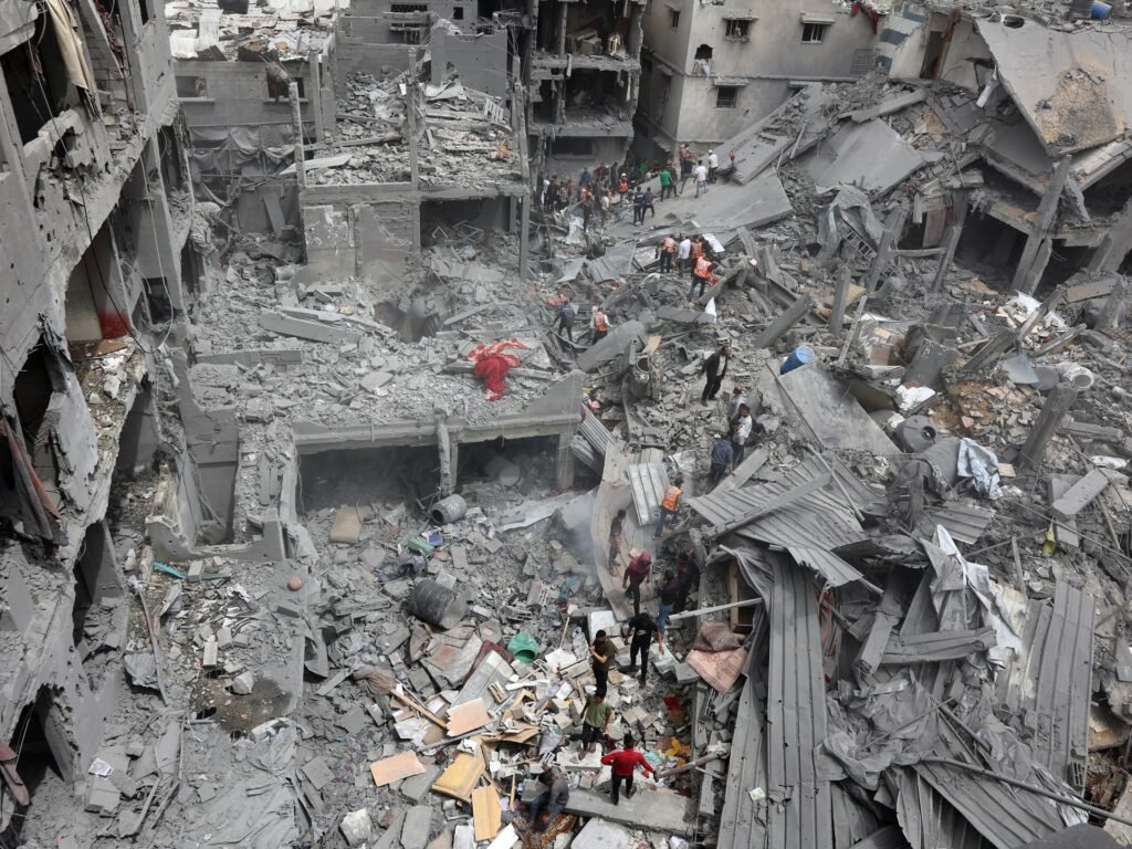 Israel kills 35 as residential block bombed to rubble in Gaza’s Shujayea
